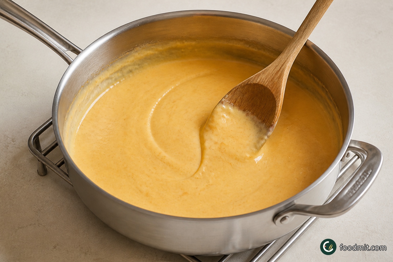 Remove the skillet from the heat. Stir in 3 cups of the cheddar, 1 cup of the Gruyère, and 1 cup of the fontina, reserving the rest of all three cheeses for the top. Add 1/2 teaspoon coarse salt, 1/4 teaspoon black pepper, the nutmeg, paprika, and cayenne. Stir until the cheese has melted into the sauce and the seasonings are evenly dispersed.