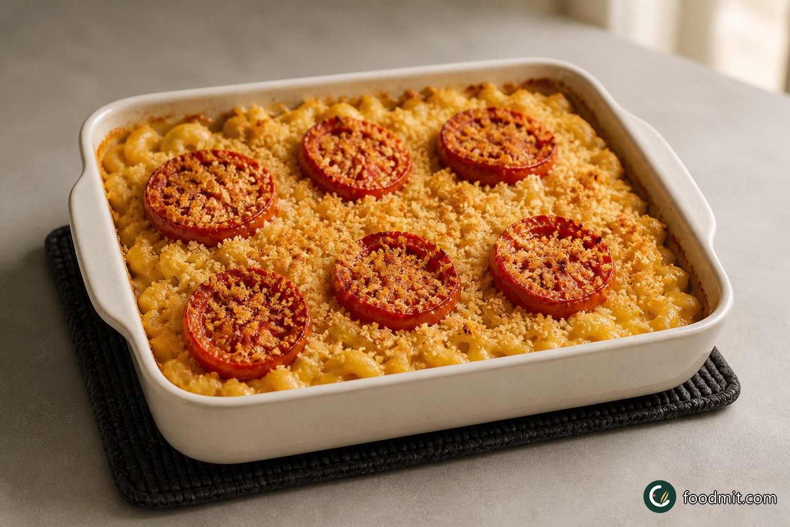 Baked Mac and Cheese with Broiled Tomatoes