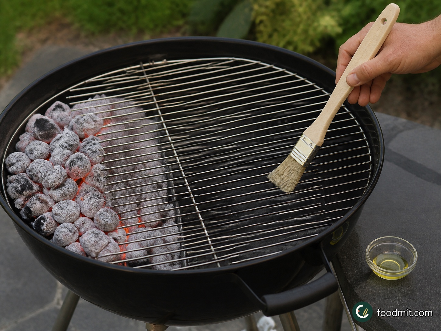 Light the braai 30 minutes before cooking. Once the coals are hot, lightly brush the grill grate with oil. Set an adjustable grate at medium height; if the grate is fixed, bank the coals to one side and plan to cook the wings on the cooler side, away from direct heat.