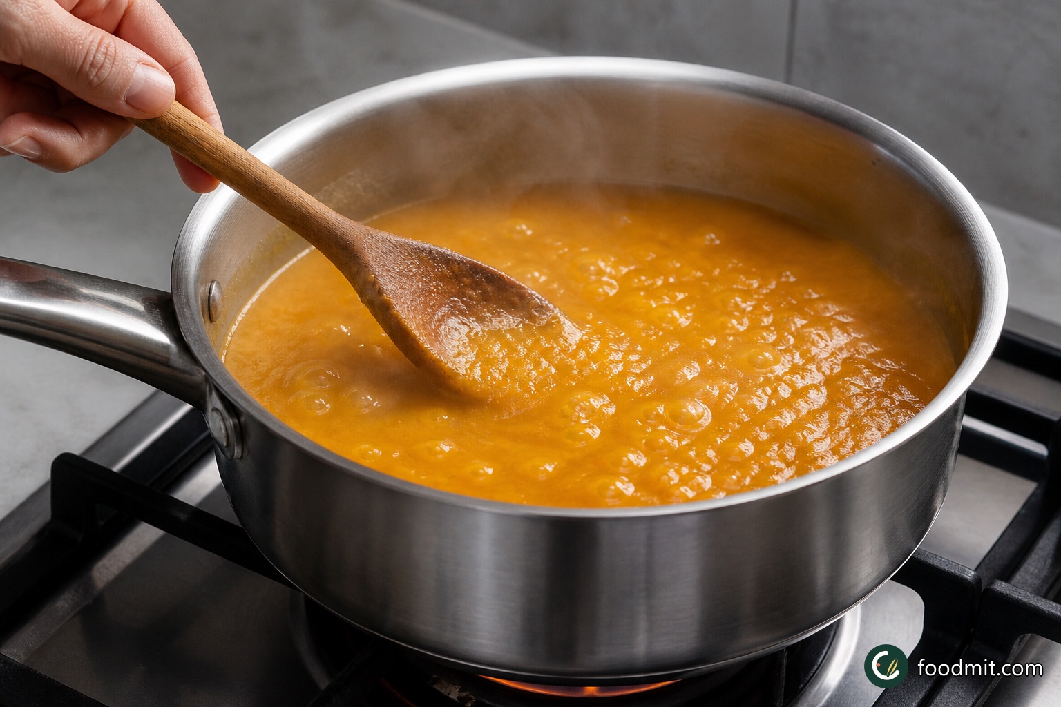 Scrape the mango mixture into a small saucepan and set it over medium heat. Cook for about 10 minutes, watching the pan and stirring as needed so the fruit cooks without catching on the bottom.