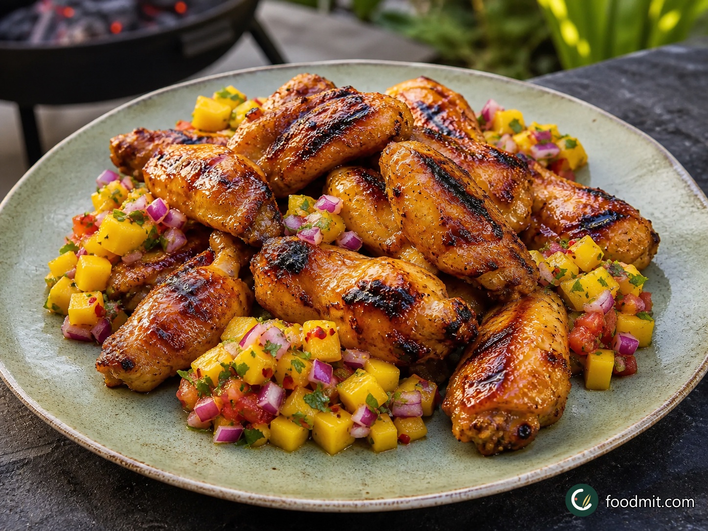 Chicken wings with mango