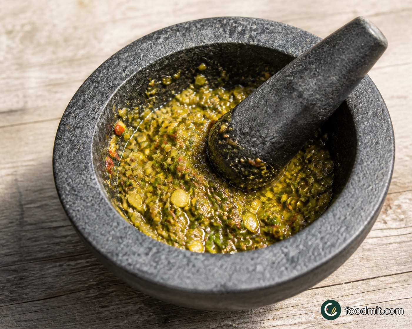 Hold the bay leaves with tongs and toast them directly on the grill for 30 seconds. Pull out the tough stalks, tear the leaves into a mortar, then add the dried chili flakes and a pinch of sea salt. Strip in all the thyme leaves and pound to a coarse paste. Peel thin strips of yellow zest from the lemon and pound those in too. Cut away and discard the thick white pith, finely chop the lemon flesh, and work it into the mortar with the red wine vinegar and extra-virgin olive oil. A small food processor can be used instead, but keep the mixture textured.