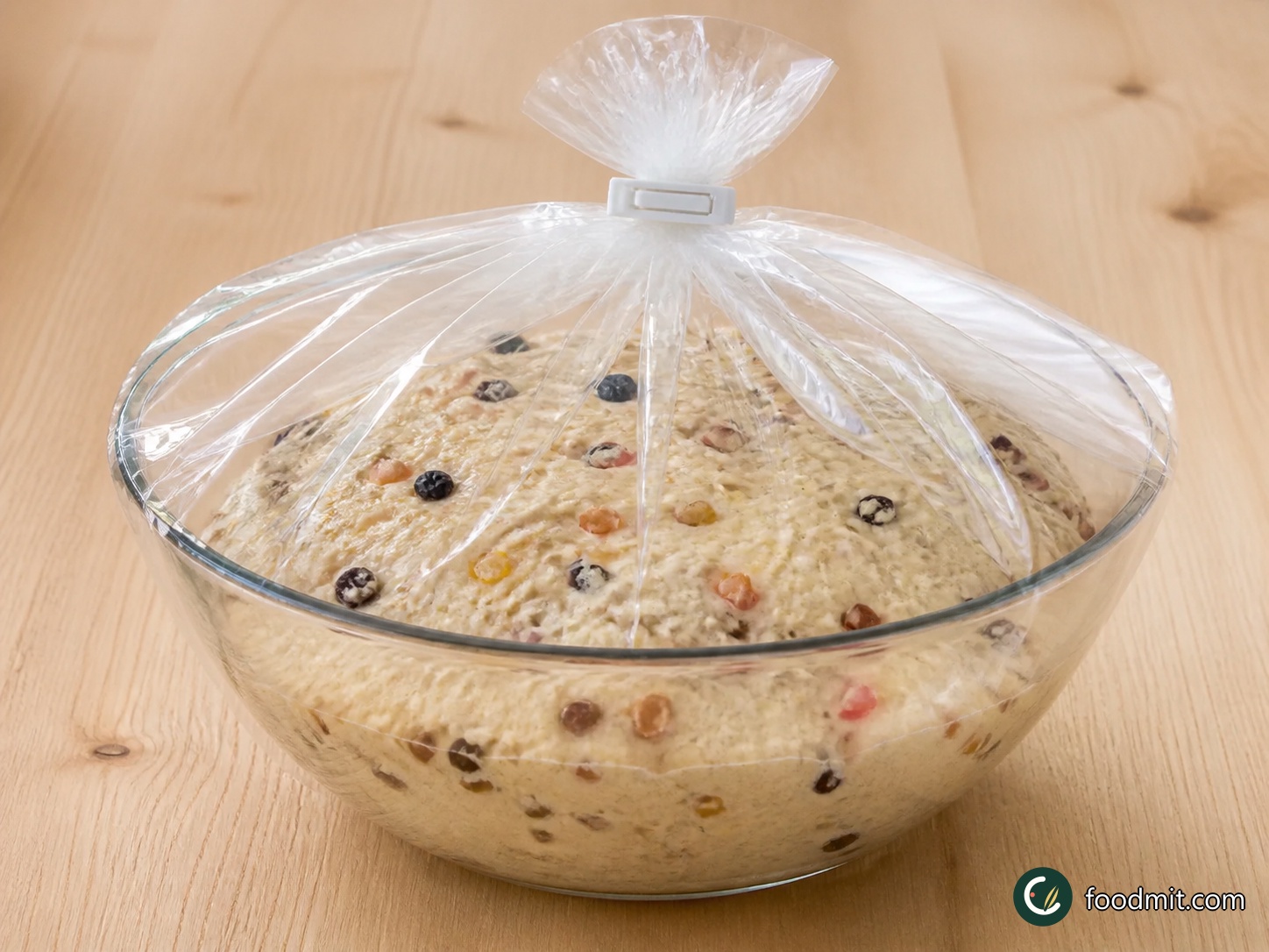 Return the dough to the bowl and enclose the bowl in a large food-safe bag, securing the opening with a clip. Leave it at room temperature until the dough has doubled in size. The room temperature will determine the pace, so use the increase in volume as the deciding cue; it may take as long as 2 hours.