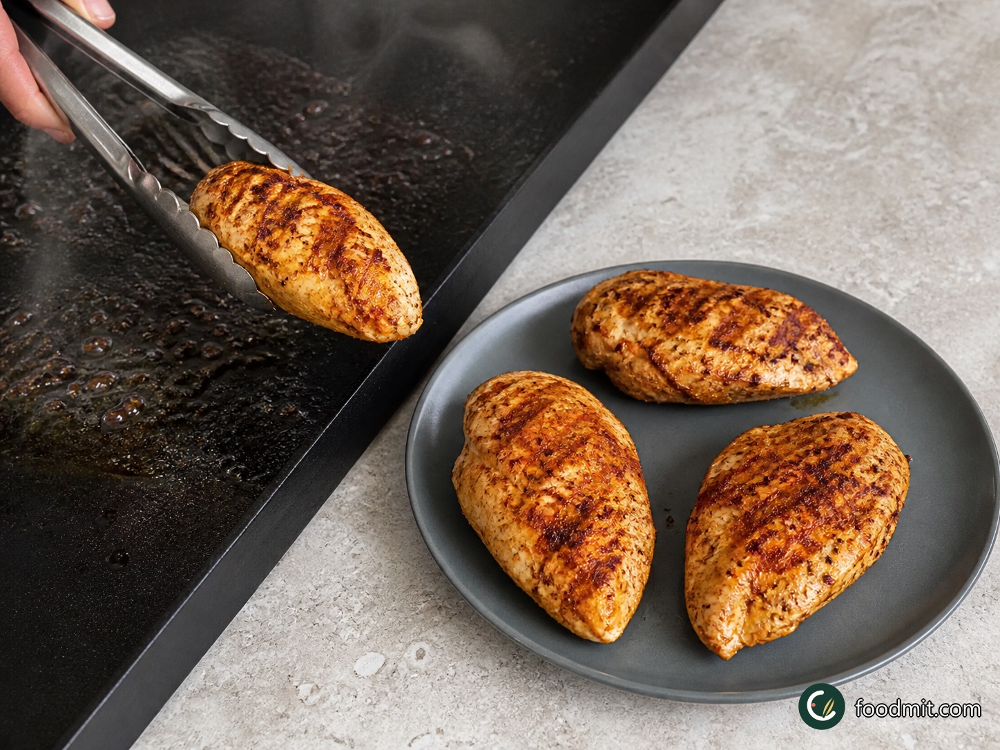 Coat the chicken breasts evenly with the smoked paprika, then season with a pinch each of sea salt and black pepper. Cook on the hot barbecue surface for 7 minutes, turning after about 3½ minutes. Remove them to a plate once both sides are golden and the centers are cooked through, then leave them to rest while you continue.