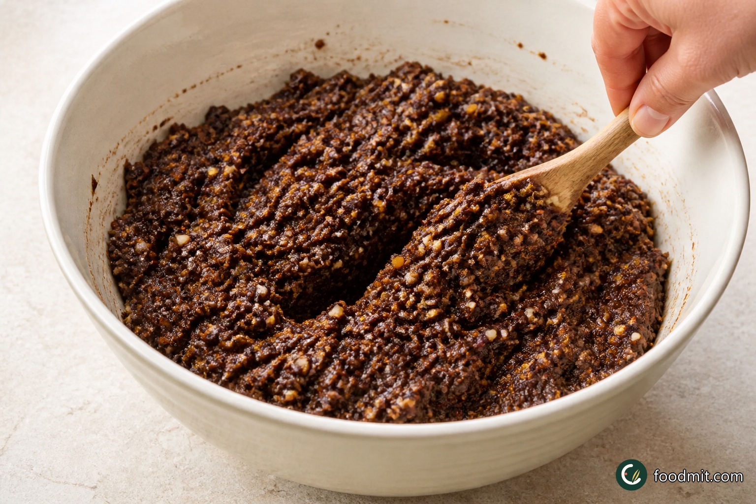 Tip the nut and chocolate mixture into a large bowl. Stir in the vanilla, brandy, cinnamon, melted butter, and golden caster sugar until thoroughly combined. Add the egg yolks gradually, mixing each addition in well, then stir through the finely chopped orange peel.