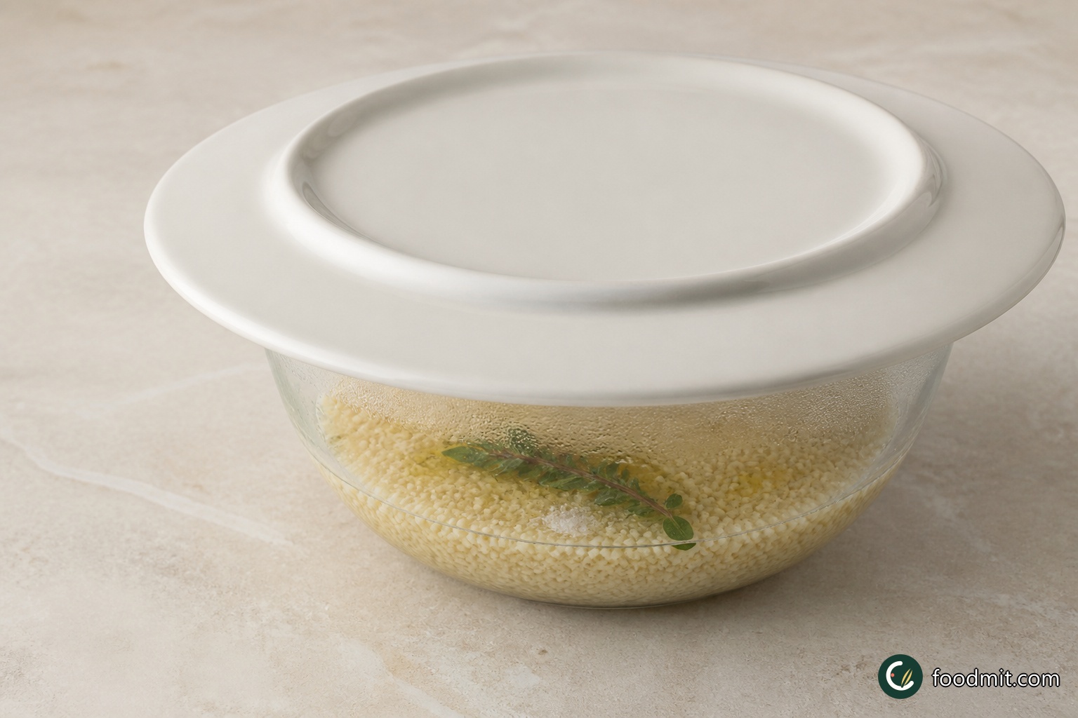 When the roasted components are nearly done, put the couscous in a heatproof bowl. Add the oregano, a small pinch of sea salt and a light drizzle of extra virgin olive oil. Pour in only enough boiling water to cover the grains, immediately cover the bowl with a plate and leave it undisturbed until the water has been absorbed. Remove the plate and loosen the swollen grains with a fork.